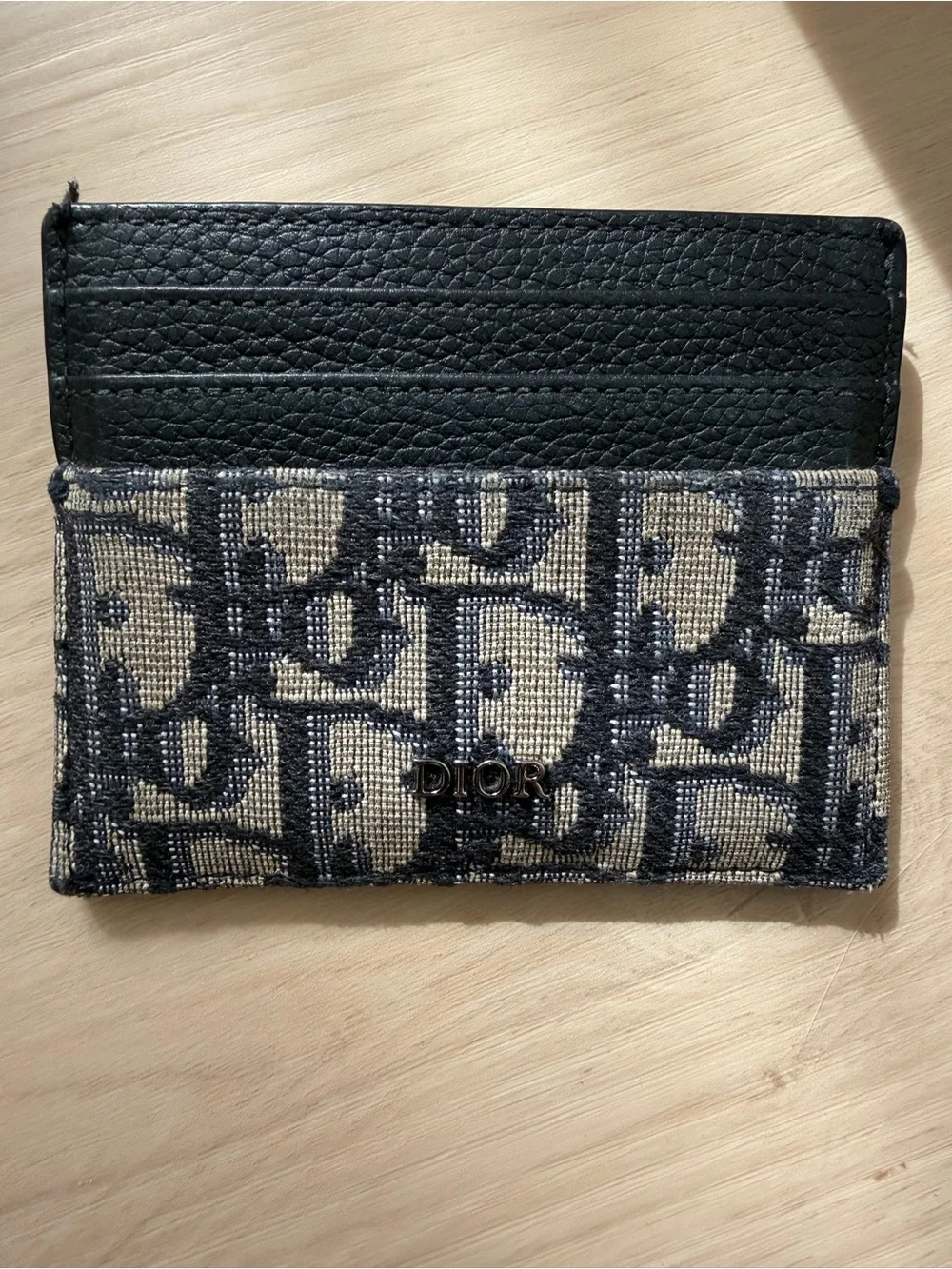 Dior Oblique Jacquard Card Holder in Beige and Black